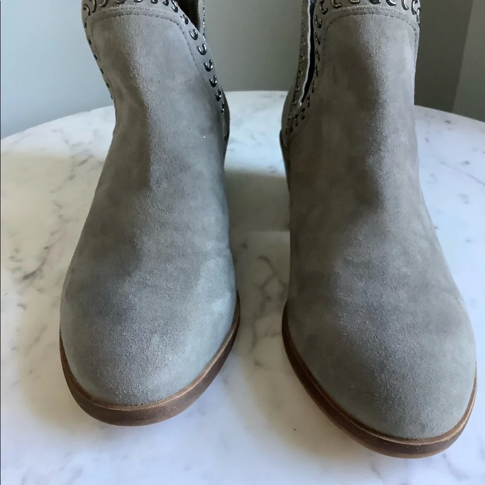 Vince Camuto Gray Suede Prafinta Studded Ankle Booties - Picture 9 of 10
